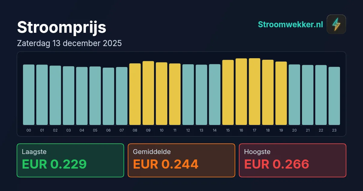 Prijsgrafiek voor zaterdag 13 december 2025