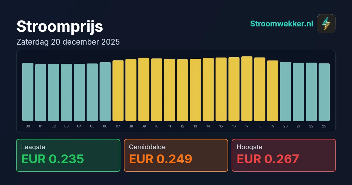 Prijsgrafiek voor zaterdag 20 december 2025