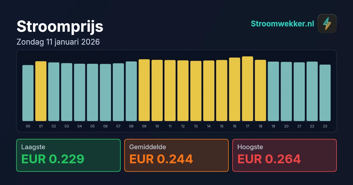 Prijsgrafiek voor zondag 11 januari 2026