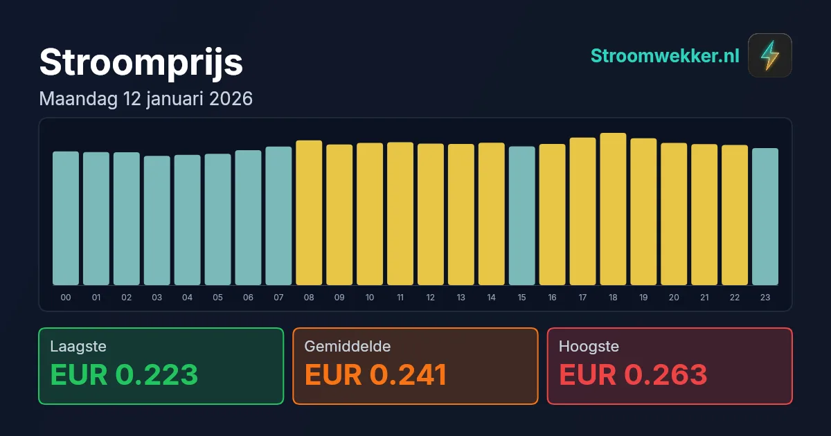 Prijsgrafiek voor maandag 12 januari 2026