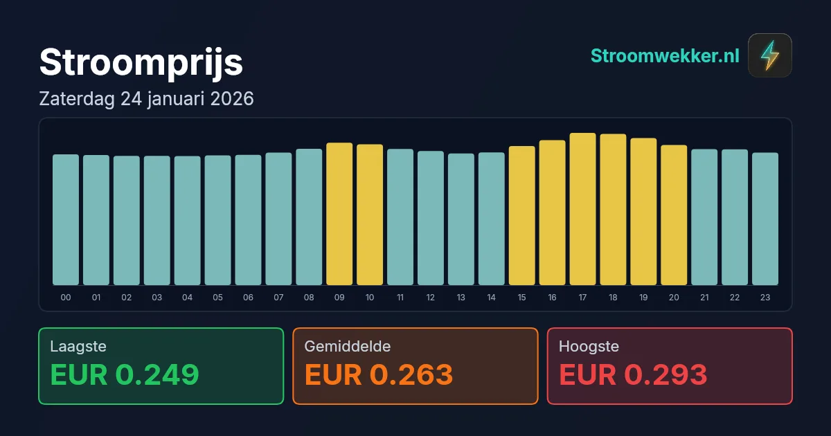 Prijsgrafiek voor zaterdag 24 januari 2026