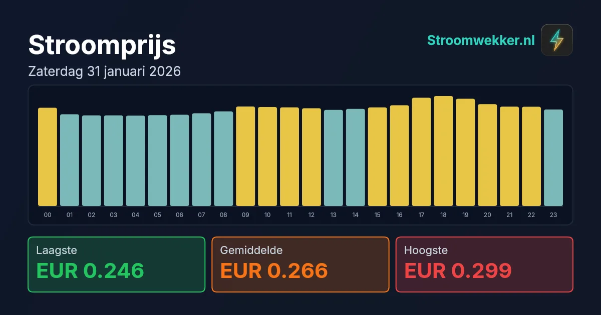 Prijsgrafiek voor zaterdag 31 januari 2026