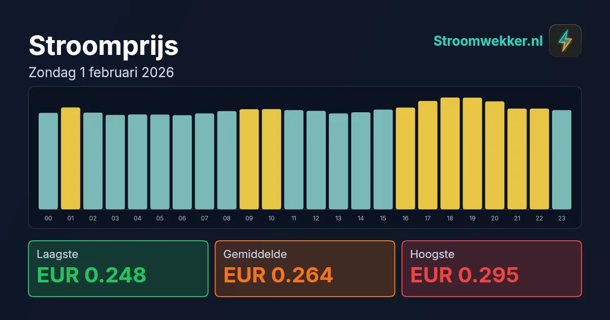 Prijsgrafiek voor zondag 1 februari 2026