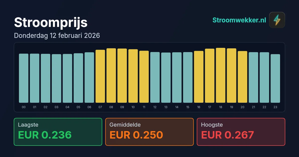 Prijsgrafiek voor donderdag 12 februari 2026