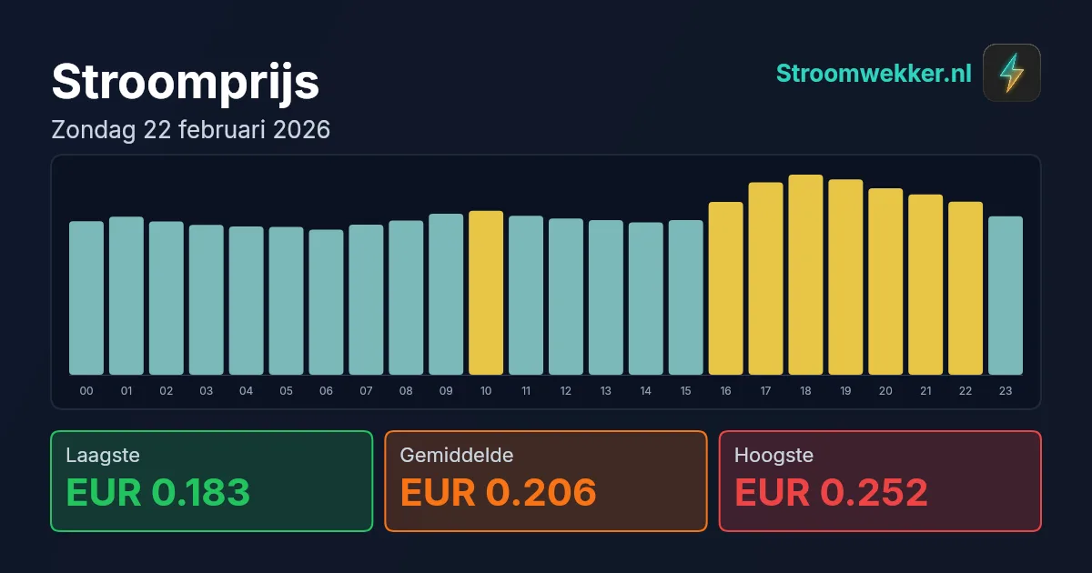 Prijsgrafiek voor zondag 22 februari 2026