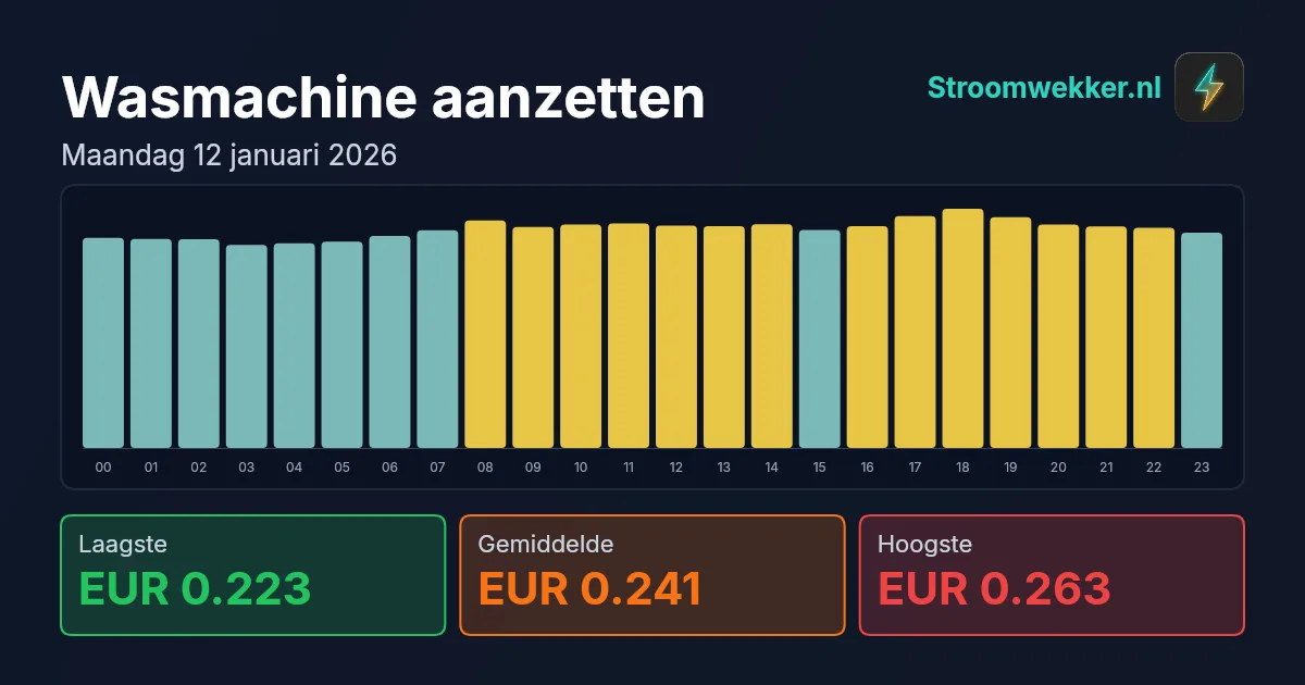 Prijsgrafiek voor maandag 12 januari 2026