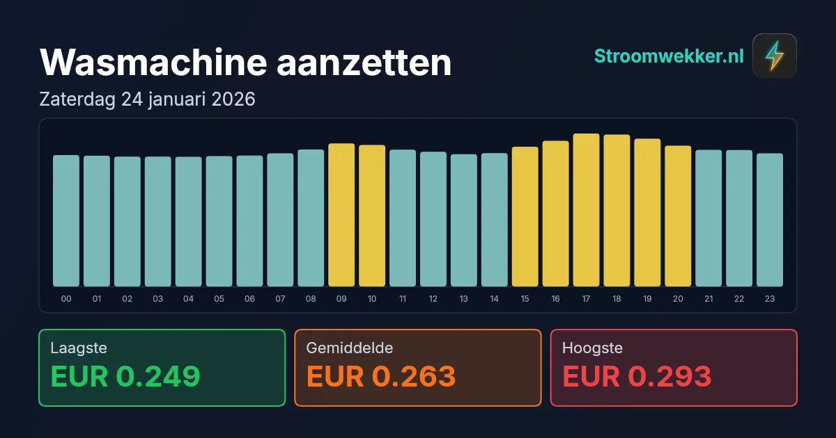 Prijsgrafiek voor zaterdag 24 januari 2026