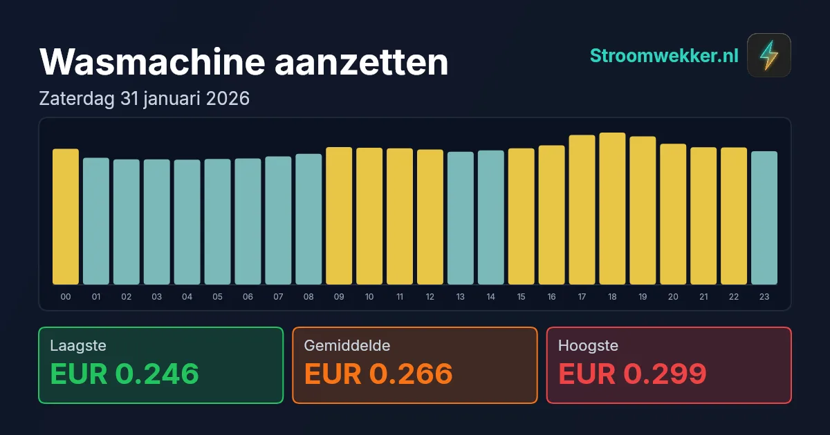 Prijsgrafiek voor zaterdag 31 januari 2026