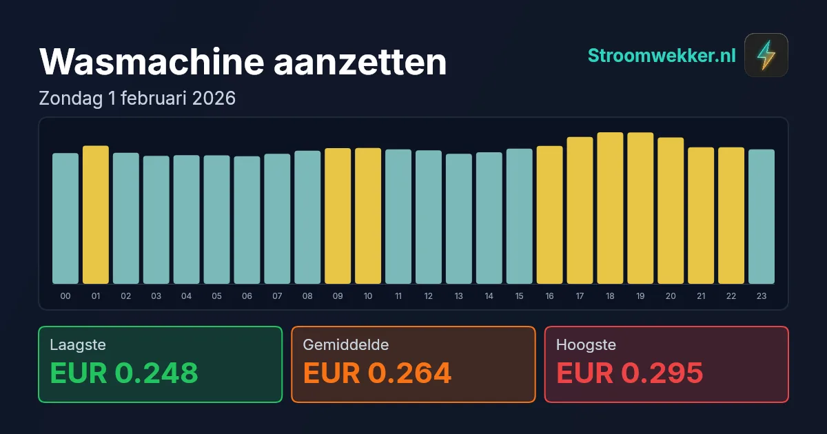 Prijsgrafiek voor zondag 1 februari 2026